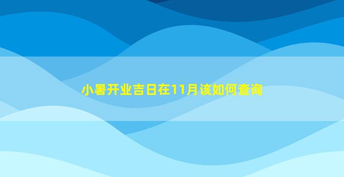 小暑开业吉日在11月该如何查询